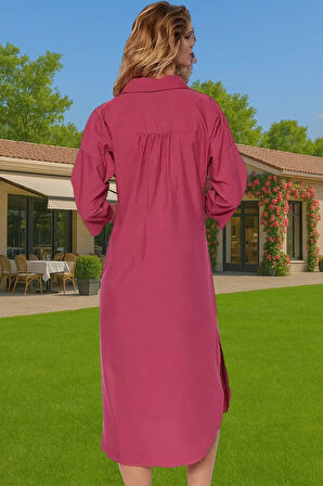 Kadın Rahat Midi Boy Poplin Elbise Günlük Yazlık Şık Tasarım Dayanıklı Malzeme Kaliteli İşçilik