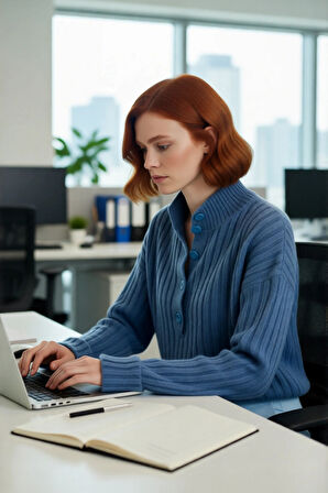 Kadın Dik Yaka Oversize Kalıp Düz Renk Düşük Kol Triko Kazak Soğuk Havalarda Konforlu ve Modern