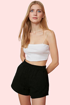 Kadın Pamuklu Şort Lastikli Bel Geniş Paça Rahat Günlük Stil Hafta Sonu Yaz Aylarının Vazgeçilmezi