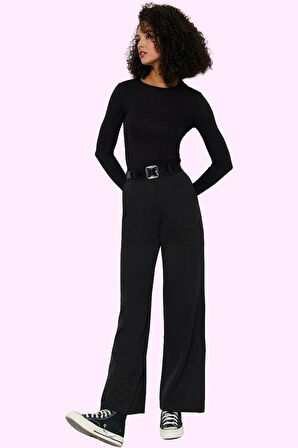 Kadın Yüksek Bel Wide Leg Pantolon Casual Dokuma Kumaş Günlük Hafta Sonu Dayanıklı Malzeme