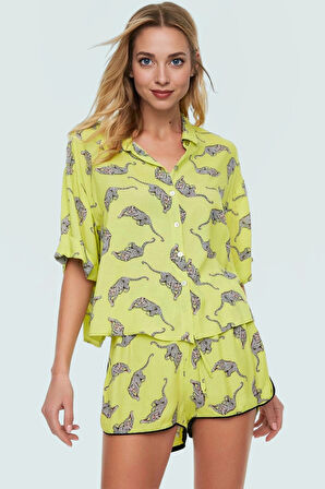 Nefes Alan Viskoz Kumaşlı Animal Desenli Rahat Yazlık Şort Takım Ve Şık