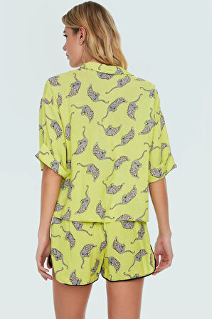 Nefes Alan Viskoz Kumaşlı Animal Desenli Rahat Yazlık Şort Takım Ve Şık