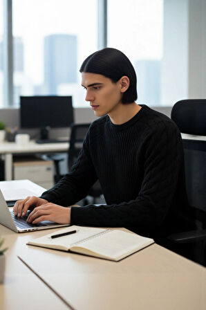 Erkek Regular Fit Bisiklet Yaka Saç Örgü Detaylı Triko Kazak Soğuk Günler İçin Rahatlık Sunar