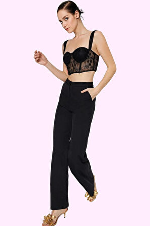 Kadın Düz Desen Normal Bel Wide Leg Pantolon Kış Sezonu Günlük Kullanım Yaz Aylarının Vazgeçilmezi