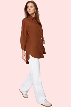 Kadın Poplin Dokuma Gömlek Günlük Ve İş Hayatı İçin Özel Günler Yaz Aylarının Vazgeçilmezi