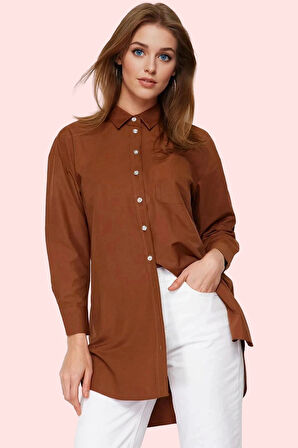 Kadın Poplin Dokuma Gömlek Günlük Ve İş Hayatı İçin Özel Günler Yaz Aylarının Vazgeçilmezi