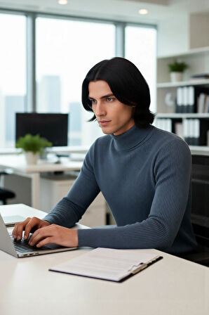 Erkek Fitted Balıkçı Yaka Fitilli Uzun Kollu Kazak Günlük Şıklığı ve Kış Konforunu Birleştirir