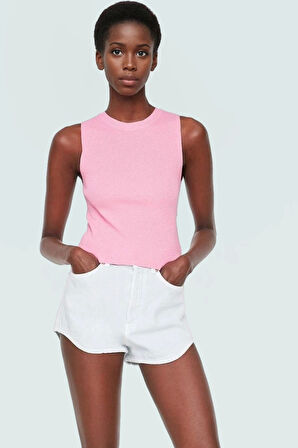 Triko Bluz Bisiklet Yaka Kolsuz Rahat Günlük Yazlık Modern Stil Seçkin Malzeme