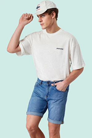 Erkek Günlük Kombinlere Uygun Denim Şort; Slim Fit Dar Paça Pamuk Yaz Aylarının Vazgeçilmezi