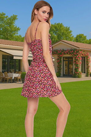 Yazlık Mini A Kesim Çiçek Desenli Elbise Rahat ve Şık Seçkin Malzeme Rahat Ve Şık Dayanıklı Malzeme