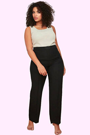 Kadın Düz Desen Nervür Dikişli Geniş Paça Pantolon Ofis Şıklığı Yaz Aylarının Vazgeçilmezi