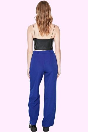 Kadın Yüksek Bel Wide Leg Pantolon Casual Dokuma Kumaş Günlük Hafta Sonu Dayanıklı Malzeme