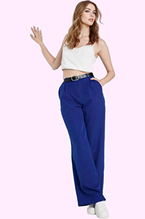 Kadın Yüksek Bel Wide Leg Pantolon Casual Dokuma Kumaş Günlük Hafta Sonu Dayanıklı Malzeme