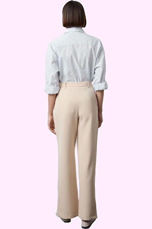 Kadın Yüksek Bel Wide Leg Pantolon Casual Dokuma Kumaş Günlük Hafta Sonu Dayanıklı Malzeme