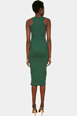 Yazlık Kolsuz Bodycon Örme Midi Elbise 98% Pamuk Rahat Kalıp Şık Görünüm Seçkin Malzeme