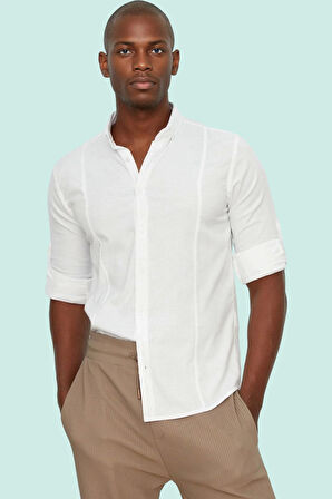 Erkek Slim Fit Düğmeli Gömlek; Apolet Detayı Günlük Şıklık Hafta Sonu Yaz Aylarının Vazgeçilmezi