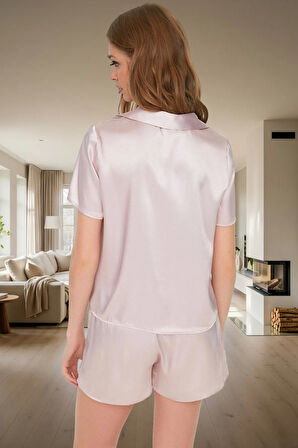 Yazlık Saten Pijama Takımı Kısa Kol Çilek Desenli Rahat Kalıp Uzun Ömürlü Yüksek Kalite