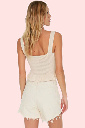 Kadın Pamuk Denim Şort Renk Normal Bel Straight Kalıp Yazlık Plaj Kombinleri Günlük Kullanım