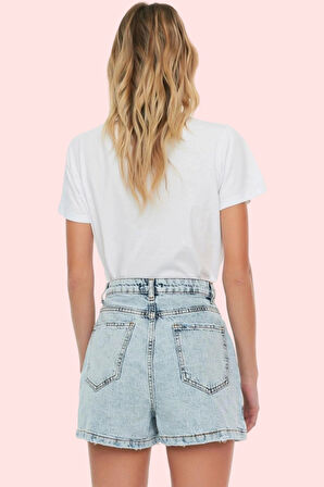 Kadın Pamuklu Denim Şort Etek Parça Boya Casual Stil Yüksek Bel Yaz Aylarının Vazgeçilmezi