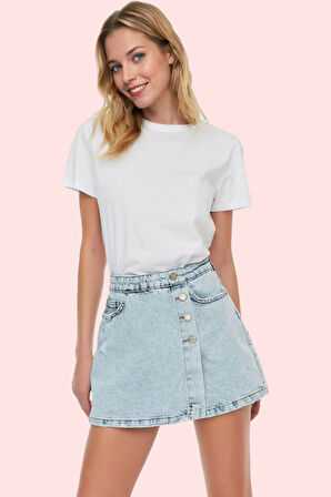 Kadın Pamuklu Denim Şort Etek Parça Boya Casual Stil Yüksek Bel Yaz Aylarının Vazgeçilmezi