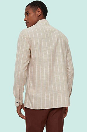 Erkek Çizgili Dokuma Gömlek Yaka Günlük ve İş Hayatına Uygun Hafta Sonu Yaz Aylarının Vazgeçilmezi