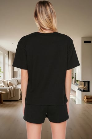 Yazlık Pijama Takımı Waffle Kumaş Örme Rahat Kalıp 2'li Mükemmel Uyum Konforlu Kesim