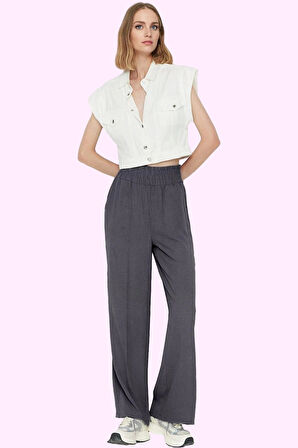 Kadın Viskoz Dokuma Pantolon Geniş Paça Rahat Günlük Hafta Sonu Yaz Aylarının Vazgeçilmezi