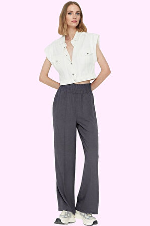 Kadın Viskoz Dokuma Pantolon Geniş Paça Rahat Günlük Hafta Sonu Yaz Aylarının Vazgeçilmezi