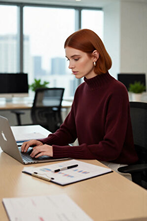 Kadınlara Özel Oversize Rahat Kalıp Düz Renk Triko Kazak Dik Yaka Reglan Kol Kış Modasının