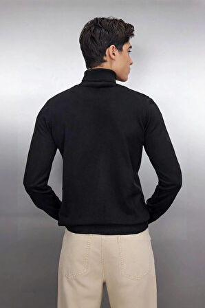 Erkek Slim Fit Balıkçı Yaka Akrilik Uzun Kollu Triko Kazak Günlük Ve Smart Stiller İçin Uygun