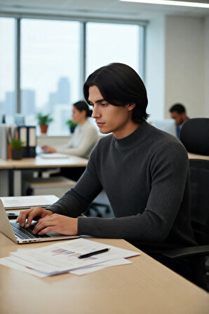 Erkek Dik Yaka Uzun Kol Fitilli Dar Kalıp Triko Kazak Kış Sezonu İçin Modern ve Konforlu Stil