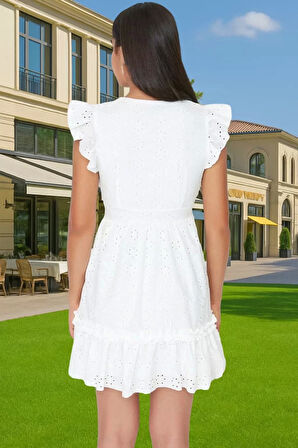 Brode Detaylı Skater Elbise Rahat ve Şık Yazlık Kombin Günlük Kullanım İçin Yüksek Kalite