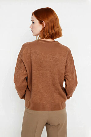 Kadın Basic Oversize Dik Yaka Triko Kazak Düşük Kol Uzun Boy Kışlık Günlük Şıklık Sunar Kaliteli