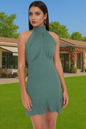 Kadın A Kesim Mini Elbise Halter Yaka Reglan Kol Polyester Dokuma Mükemmel Uyum Rahat Ve Şık