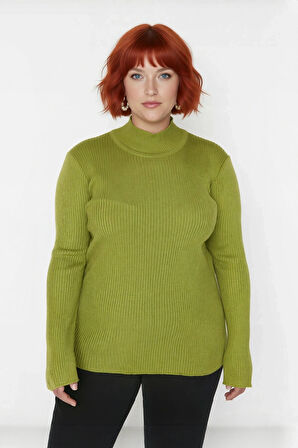 Kadın Akrilik Dik Yaka Fitilli Triko Kazak Fitted Kalıbı İle Konforlu Ve Şık Günlük Giyim Kaliteli