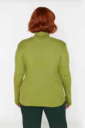 Kadın Akrilik Dik Yaka Fitilli Triko Kazak Fitted Kalıbı İle Konforlu Ve Şık Günlük Giyim Kaliteli