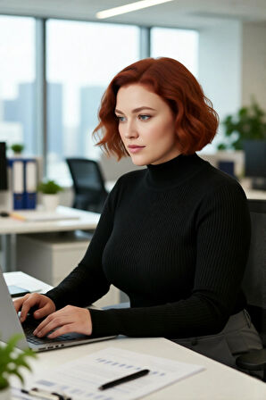 Kadın Akrilik Dik Yaka Fitilli Triko Kazak Fitted Kalıbı İle Konforlu Ve Şık Günlük Giyim Kaliteli