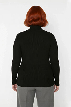 Kadın Akrilik Dik Yaka Fitilli Triko Kazak Fitted Kalıbı İle Konforlu Ve Şık Günlük Giyim Kaliteli