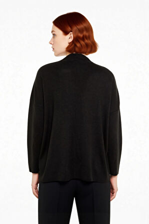 Kadın Triko Dik Yaka Düşük Kol Rahat Kalıp Büyük Beden Kışlık Kazak Günlük Şıklık İçin İdealdir