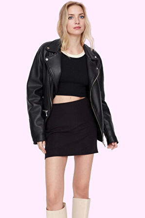 Kadın Mini Etek Finike Dokuma Kumaş Yüksek Bel Kalem Kalıp Günlük İş Hayatı Modern Tasarım