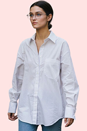 Kadın Pamuklu Dokuma Gömlek; Gömlek Yaka Düğmeli Uzun Kol Cepsiz Casual Yaz Aylarının Vazgeçilmezi