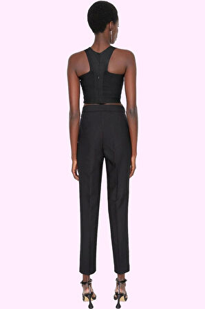 Kadın Yüksek Bel Dar Paça Pantolon Finike Dokuma Şık Gece Kombinleri Yaz Aylarının Vazgeçilmezi