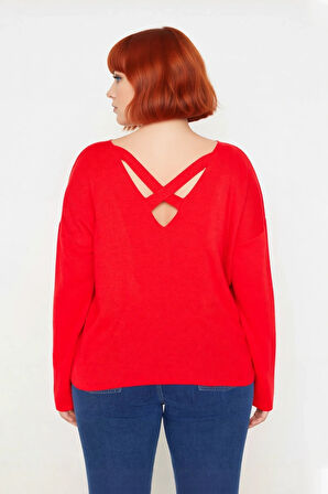 Büyük Beden Kadın Akrilik Triko Kazak Rahat Kalıp Düşük Kol Bisiklet Yaka Kış Mevsimi İçin İdeal