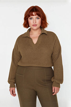 Kadın Düşük Kol Polo Yaka Selanik Örgü Kalın Akrilik Triko Kazak Kış İçin Basic Şıklık Kaliteli