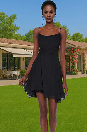 Astarlı Şık Mini Abiye Elbise Polyester Elastan Dokuma Kumaş Profesyonel Görünüm Özel Tasarım