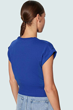 Kadın Polyester Örme Bluz Bisiklet Yaka Kolsuz Crop Yüksek Kalite Rahat Ve Şık