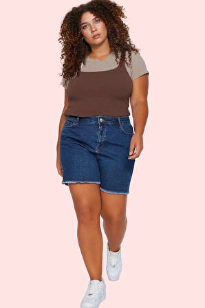 Kadın Skinny Denim Şort Yüksek Bel Kısa Boy Esnek Günlük Hafta Sonu Yaz Aylarının Vazgeçilmezi