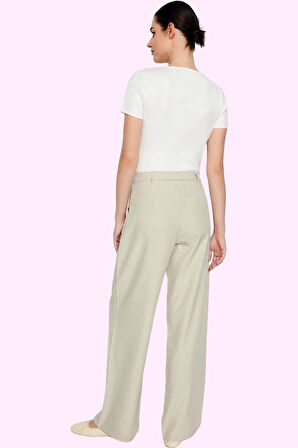 Kadın Terrycotton Dokuma Palazzo Pantolon Düz Desen Normal Bel Wide Leg Yaz Aylarının Vazgeçilmezi