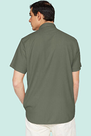 Erkek Kısa Kolli Örme Bürümcük Dokulu Gömlek Günlük Şık Kombinler Yazlık Dayanıklı Malzeme