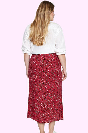 Kadın Büyük Beden Viskoz Dokuma Etek A line Şıklığı Casual Tarzı Midi Boy Günlük Kombinler